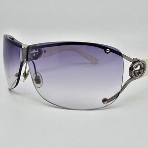 Gucci GG2807/S 6LB29 White Silver Rhinestone Frame Purple Gradient Sunglasses